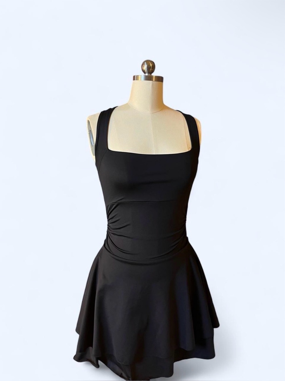 Classic Black Square-Neck Skater Dress
